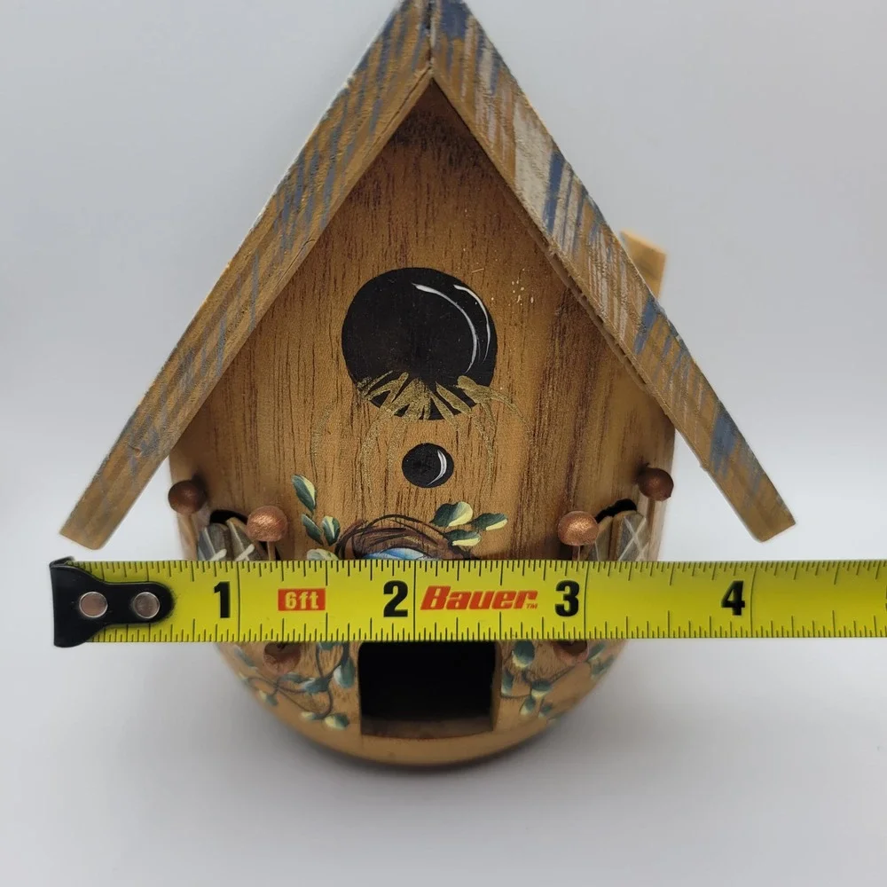 Hand Painted Wooden Birdhouse House‎ Decor Marquette Michigan Rustic Handmade